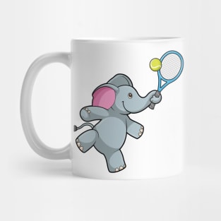 Elephant at Tennis with Tennis racket Mug